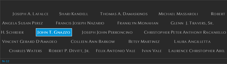 Panel N-32, North Pool, National September 11 Memorial