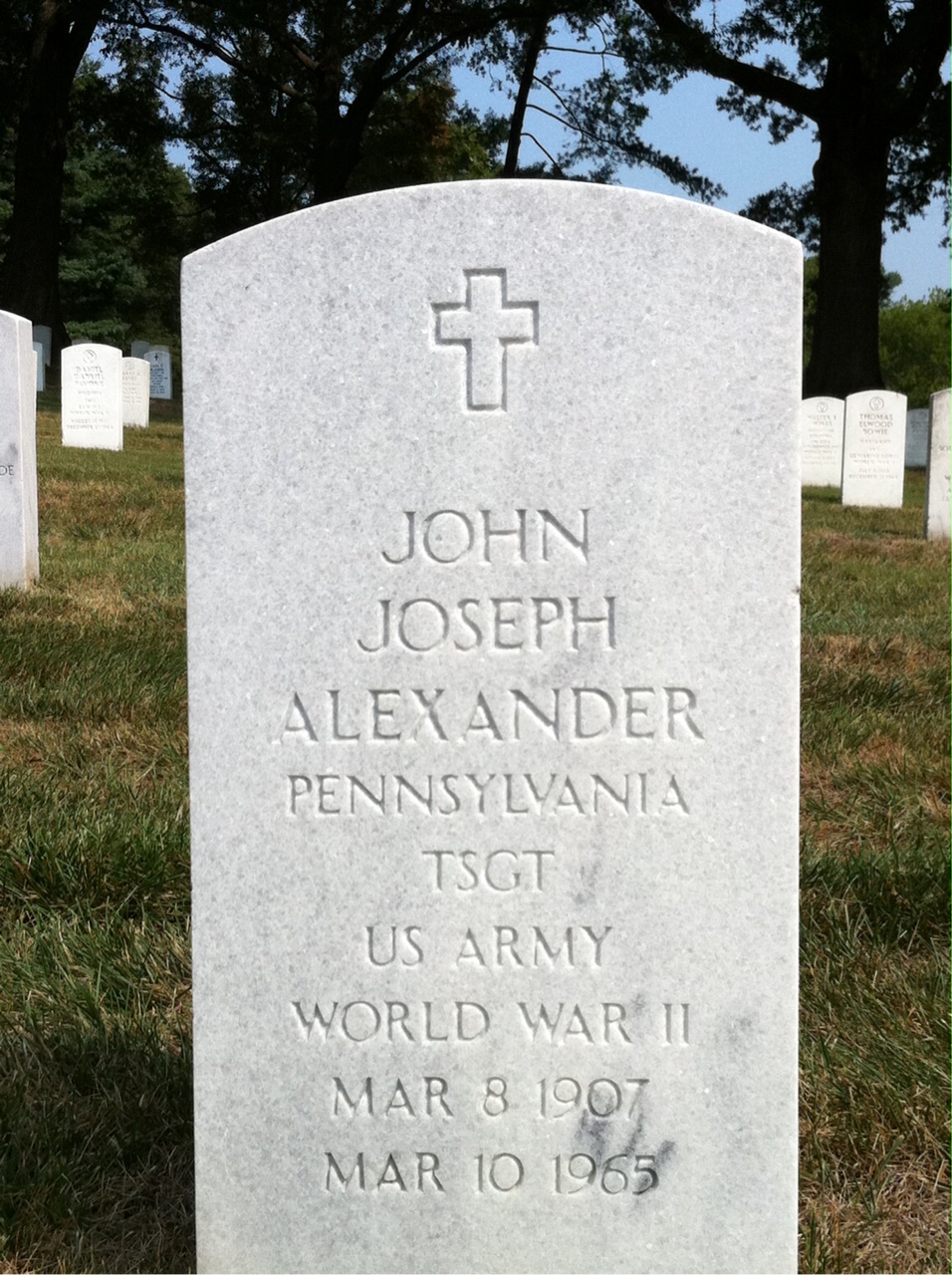 Headstone shared by 3 interments, including Lottie M Alexander