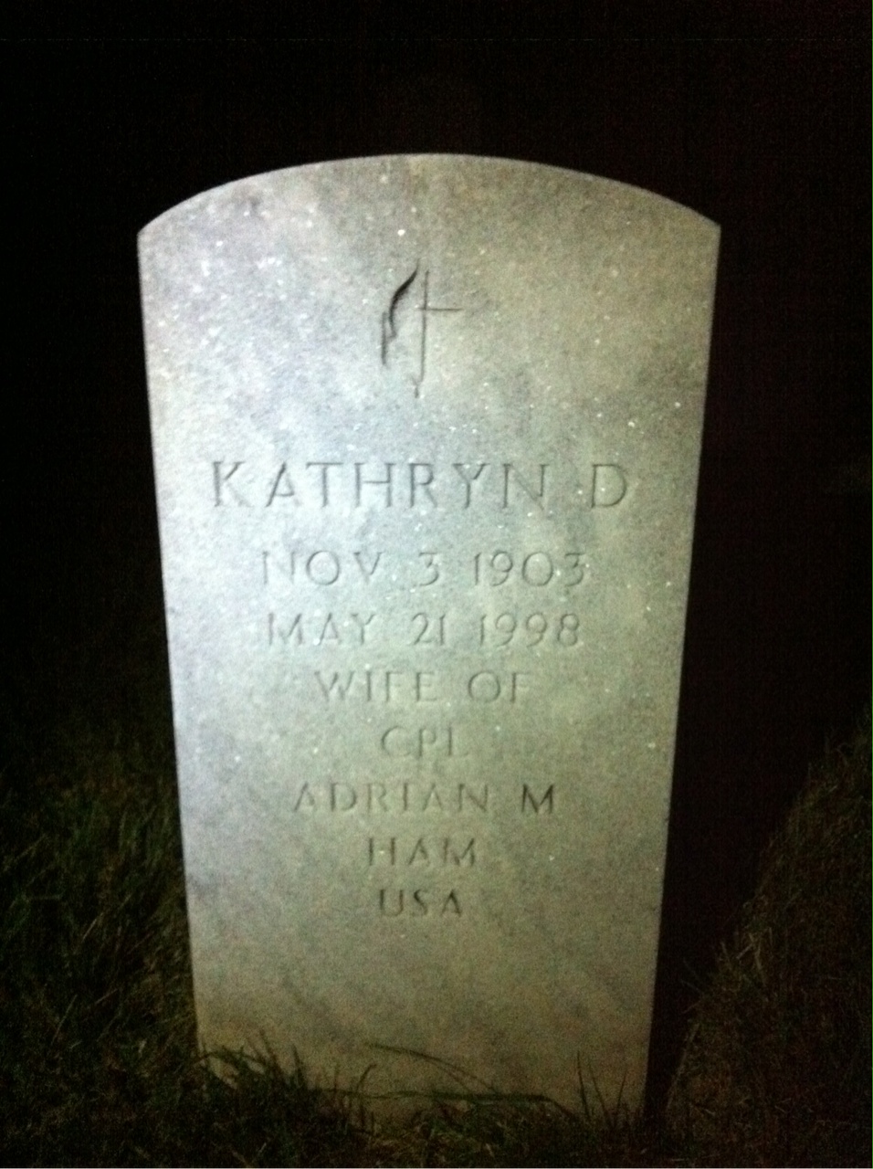 Headstone of Kathryn D Ham