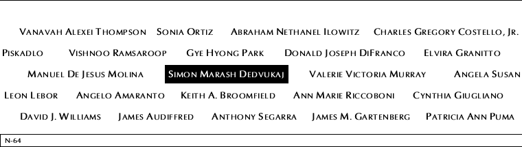 Panel N-64, North Pool, National September 11 Memorial