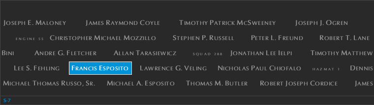 Panel S-7, South Pool, National September 11 Memorial