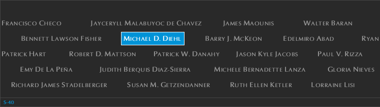 Panel S-40, South Pool, National September 11 Memorial