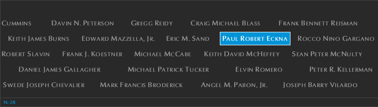 Panel N-28, North Pool, National September 11 Memorial