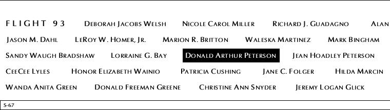 Panel S-67, South Pool, National September 11 Memorial