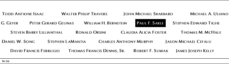 Panel N-56, North Pool, National September 11 Memorial