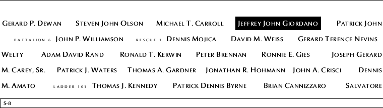 Panel S-8, South Pool, National September 11 Memorial