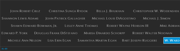 Panel N-49, North Pool, National September 11 Memorial