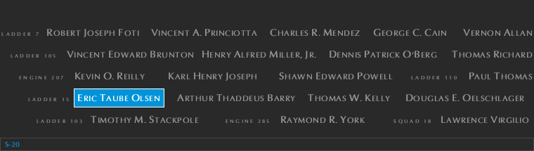 Panel S-20, South Pool, National September 11 Memorial