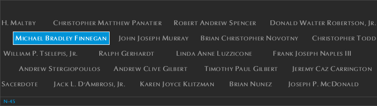 Panel N-45, North Pool, National September 11 Memorial