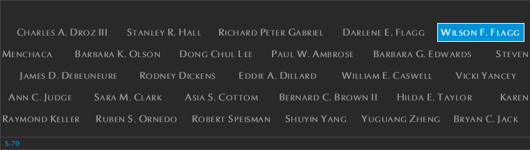 Panel S-70, South Pool, National September 11 Memorial