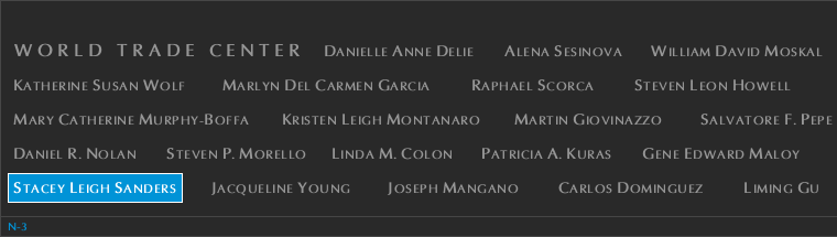 Panel N-3, North Pool, National September 11 Memorial