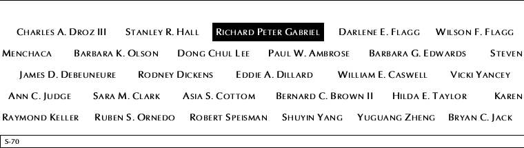 Panel S-70, South Pool, National September 11 Memorial