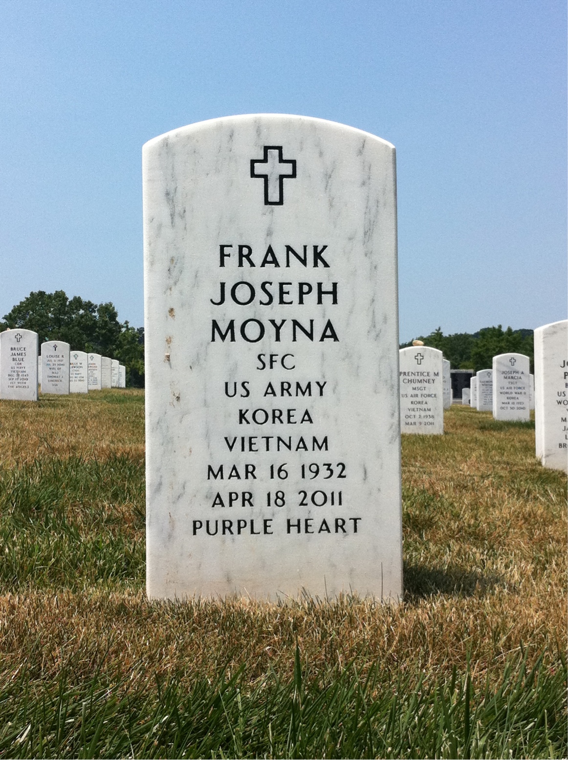 Headstone shared by 2 interments, including Frank Joseph Moyna