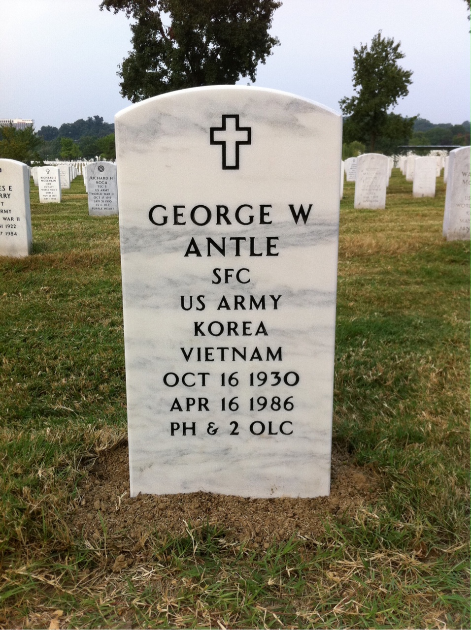 Headstone shared by 2 interments, including George William Antle