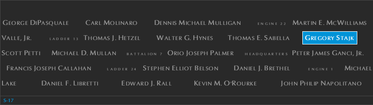Panel S-17, South Pool, National September 11 Memorial