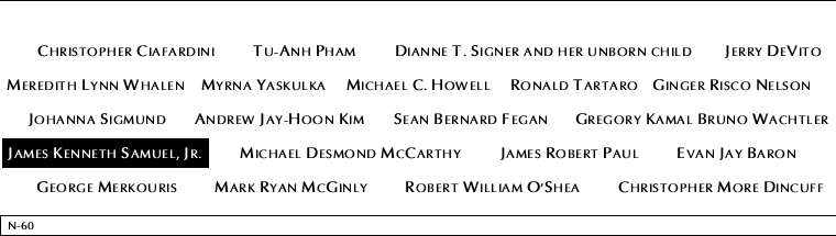 Panel N-60, North Pool, National September 11 Memorial