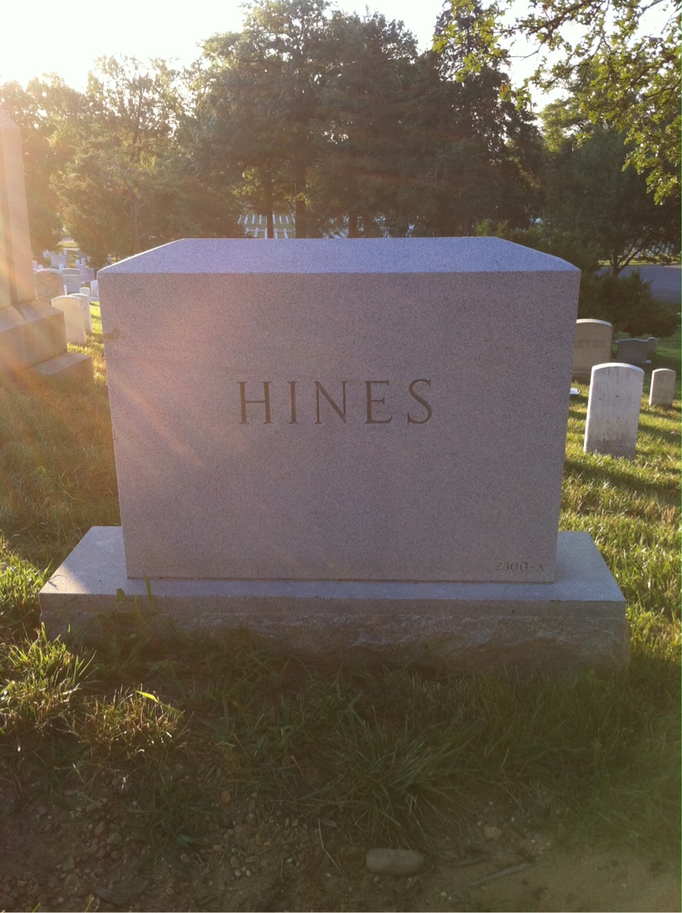 Headstone shared by 3 interments, including Lowella C Hines