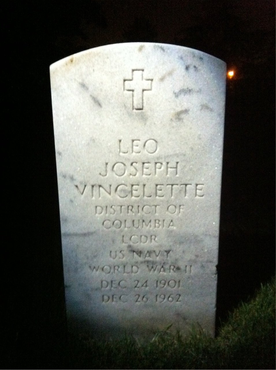 Headstone shared by 2 interments, including Leo J Vincelette