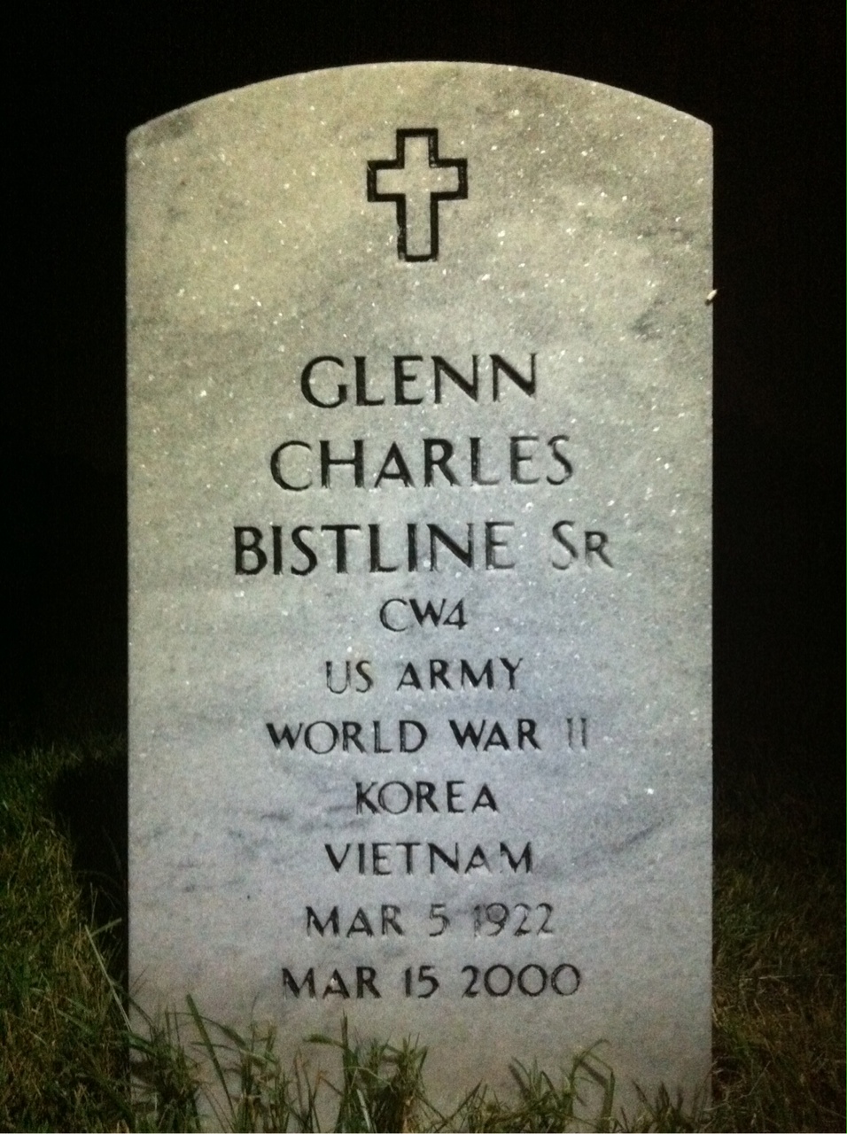 Headstone shared by 2 interments, including Glenn C Bistline Sr.