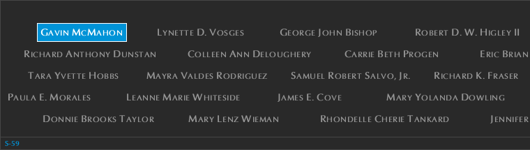 Panel S-59, South Pool, National September 11 Memorial