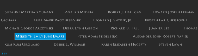 Panel S-54, South Pool, National September 11 Memorial