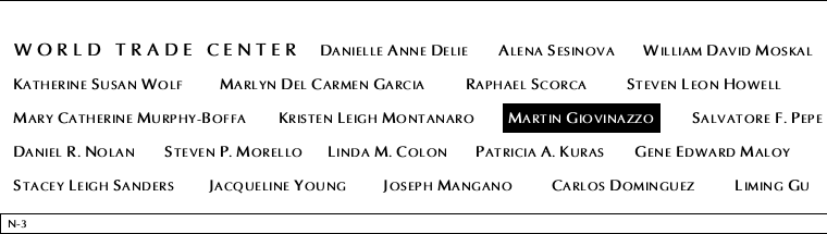 Panel N-3, North Pool, National September 11 Memorial
