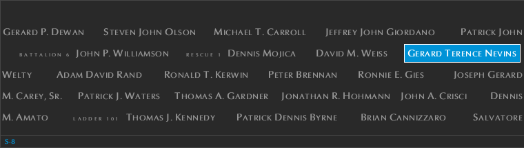 Panel S-8, South Pool, National September 11 Memorial
