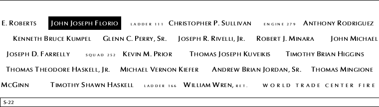 Panel S-22, South Pool, National September 11 Memorial