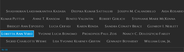 Panel N-18, North Pool, National September 11 Memorial