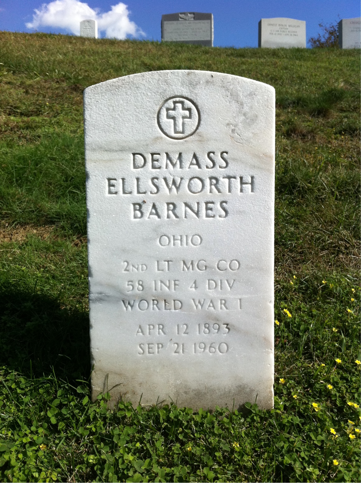 Headstone shared by 2 interments, including Helen G Barnes