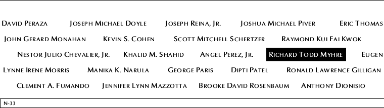 Panel N-33, North Pool, National September 11 Memorial