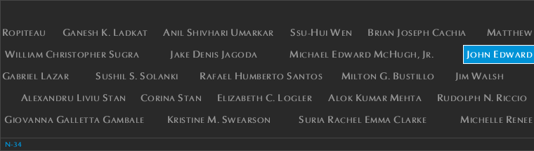 Panel N-34, North Pool, National September 11 Memorial