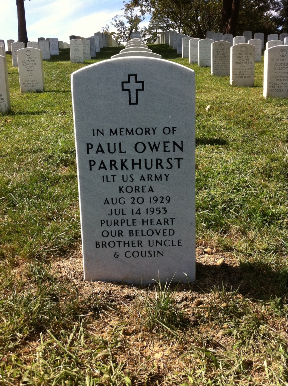 Headstone of Paul Owen Parkhurst