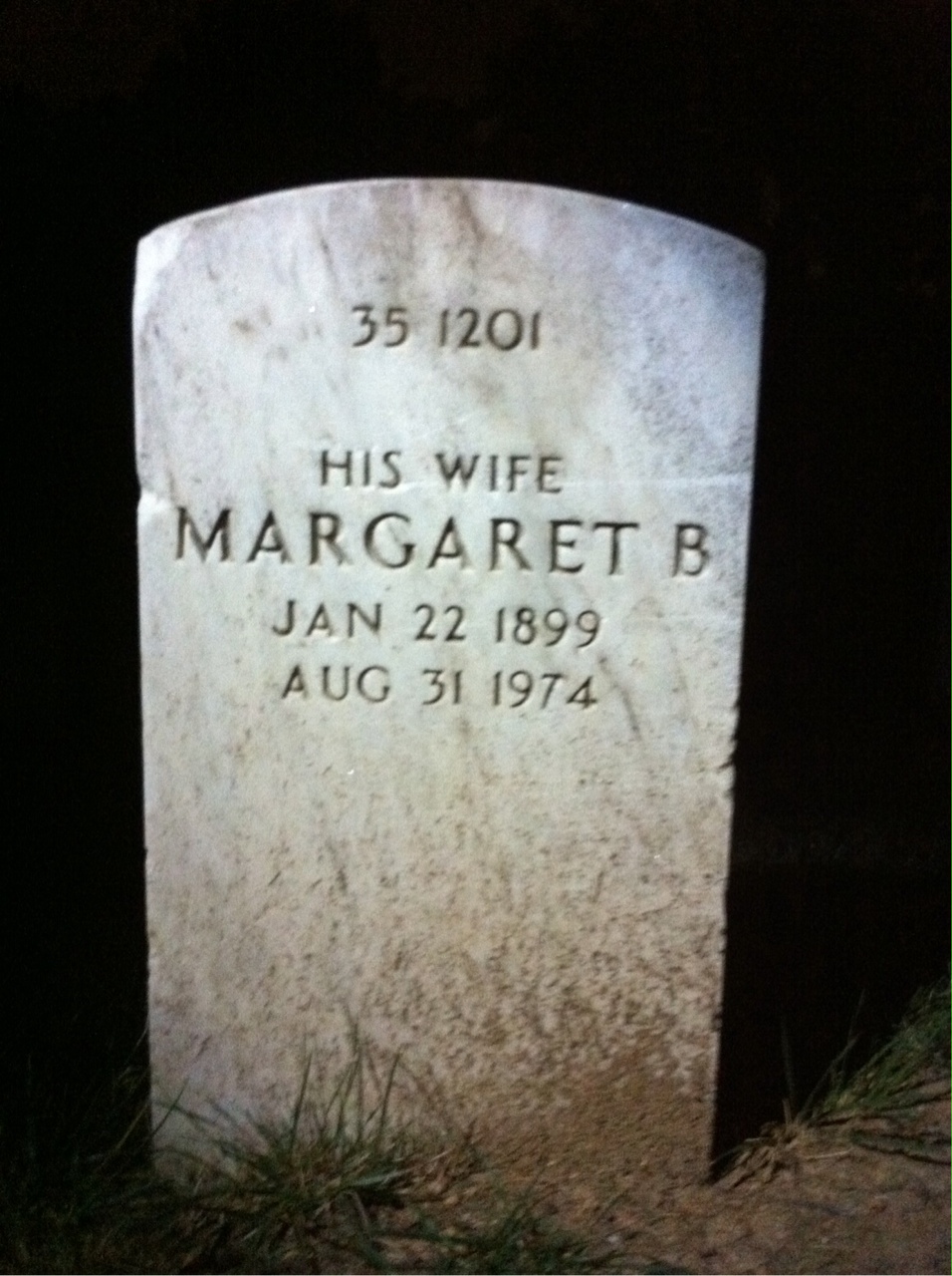 Headstone shared by 2 interments, including Margaret B Sanders