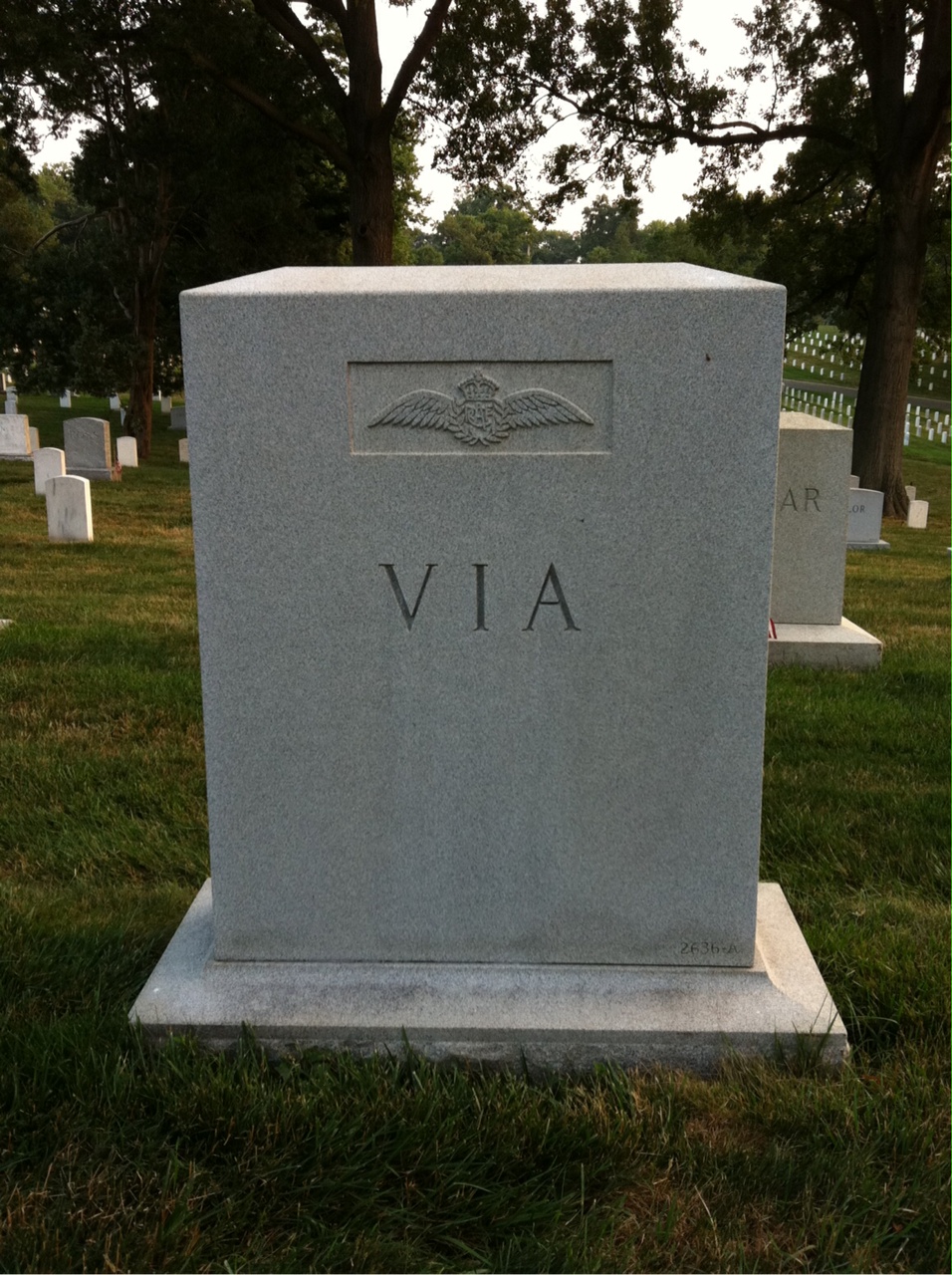 Headstone shared by 2 interments, including Hedwige I Via
