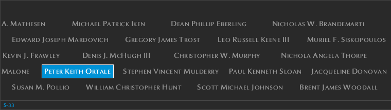 Panel S-33, South Pool, National September 11 Memorial