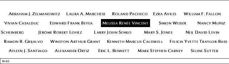 Panel N-65, North Pool, National September 11 Memorial