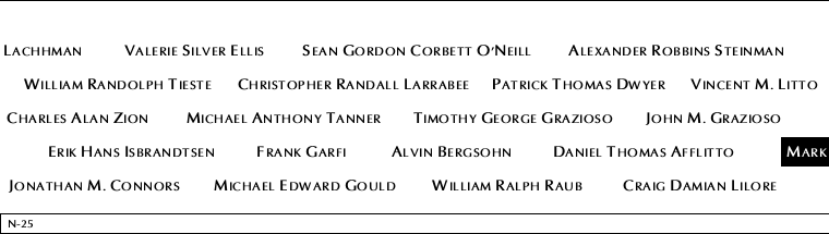 Panel N-25, North Pool, National September 11 Memorial