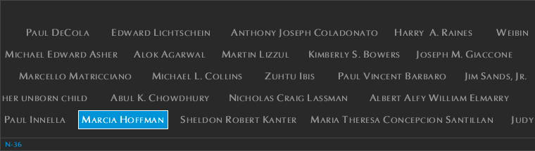 Panel N-36, North Pool, National September 11 Memorial
