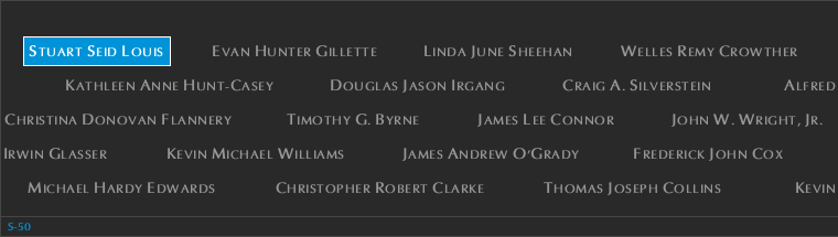 Panel S-50, South Pool, National September 11 Memorial