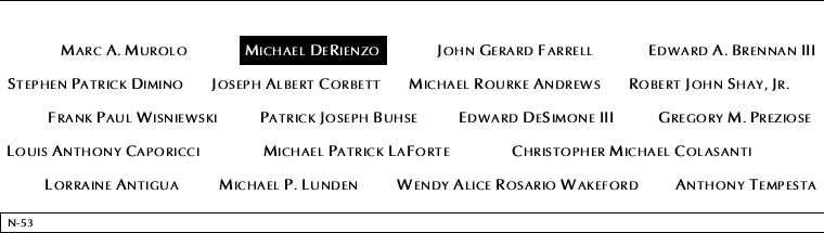 Panel N-53, North Pool, National September 11 Memorial