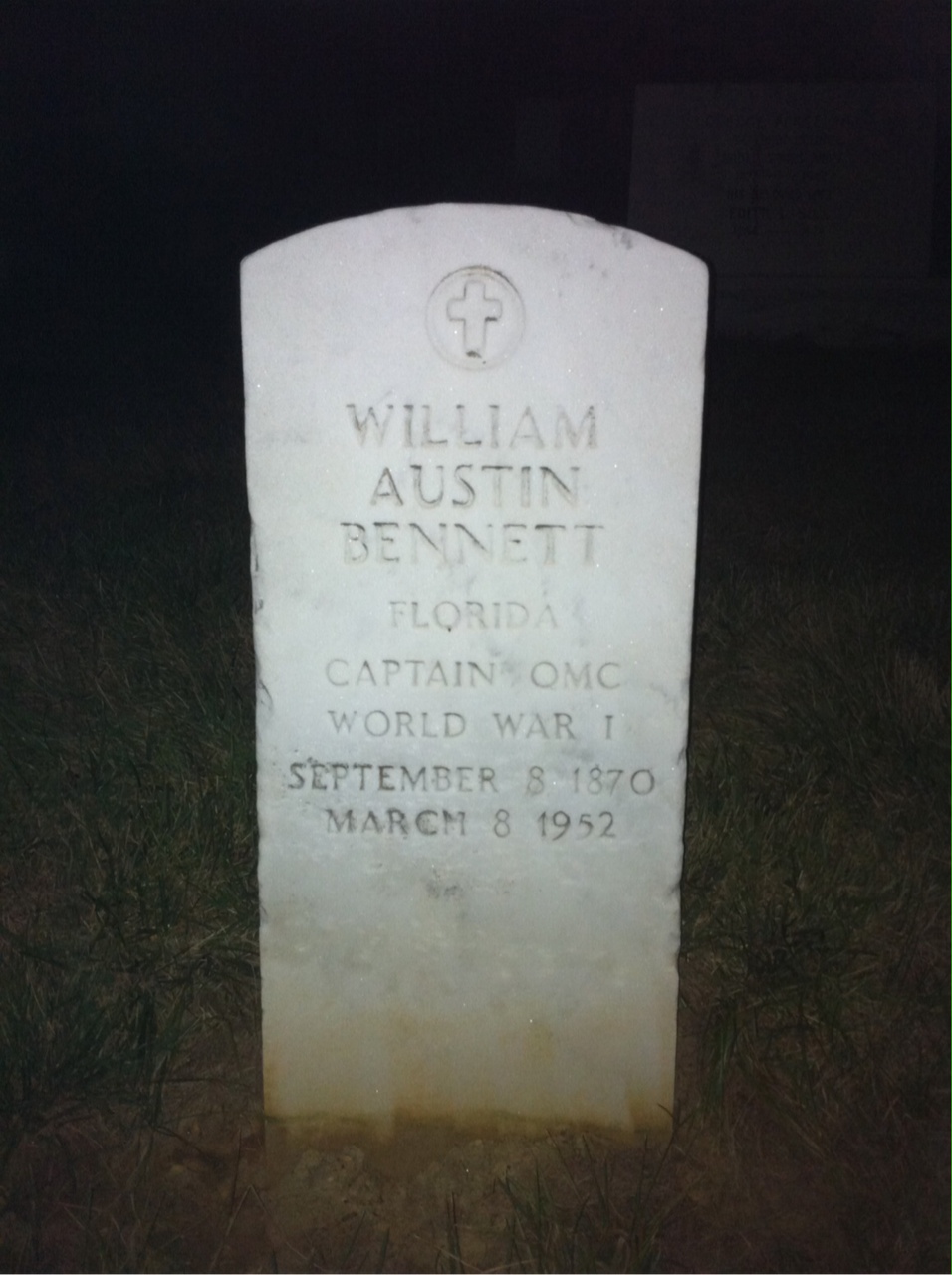 Headstone of William A Bennett
