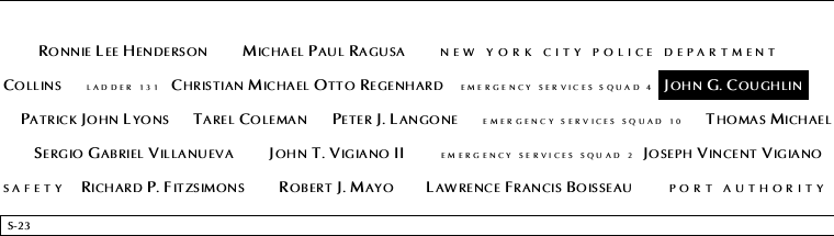 Panel S-23, South Pool, National September 11 Memorial
