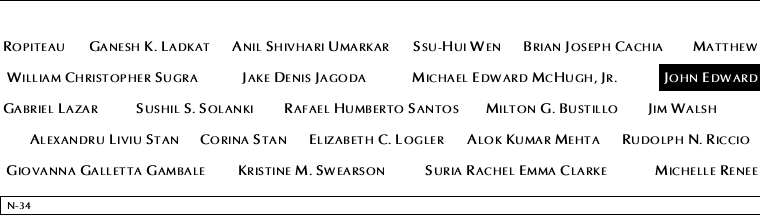 Panel N-34, North Pool, National September 11 Memorial