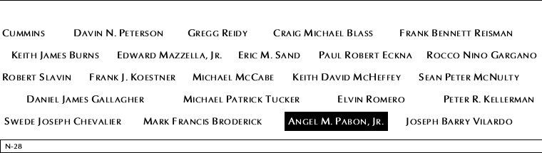 Panel N-28, North Pool, National September 11 Memorial