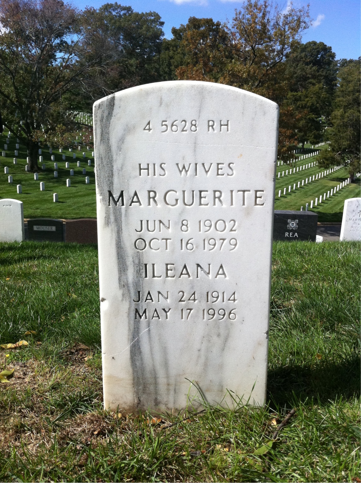 Headstone shared by 3 interments, including Marguerite Van Mater