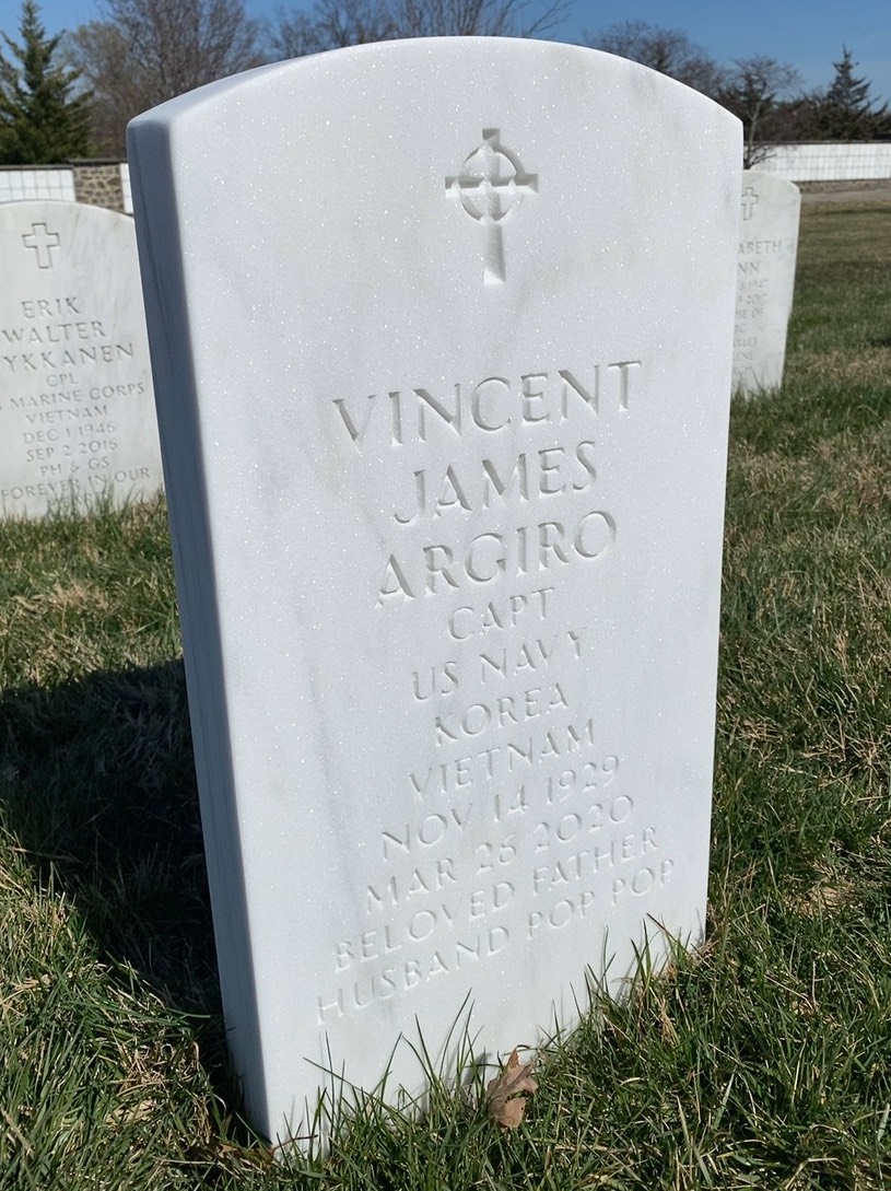 Headstone shared by 2 interments, including Vincent James Argiro