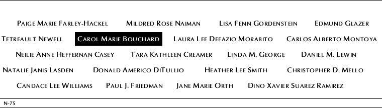 Panel N-75, North Pool, National September 11 Memorial