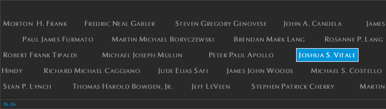 Panel N-26, North Pool, National September 11 Memorial