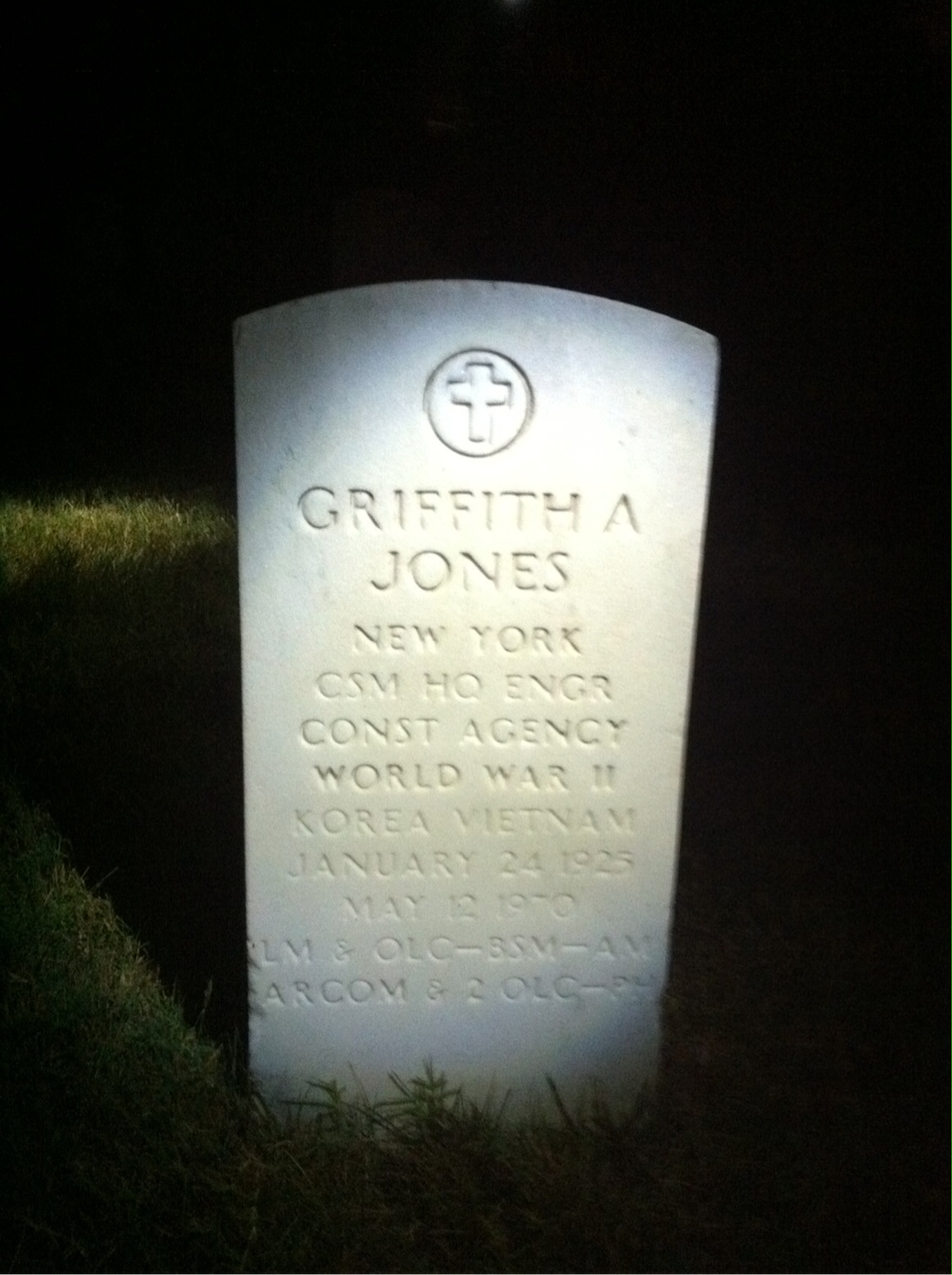 Headstone shared by 2 interments, including Griffith Alfred Jones